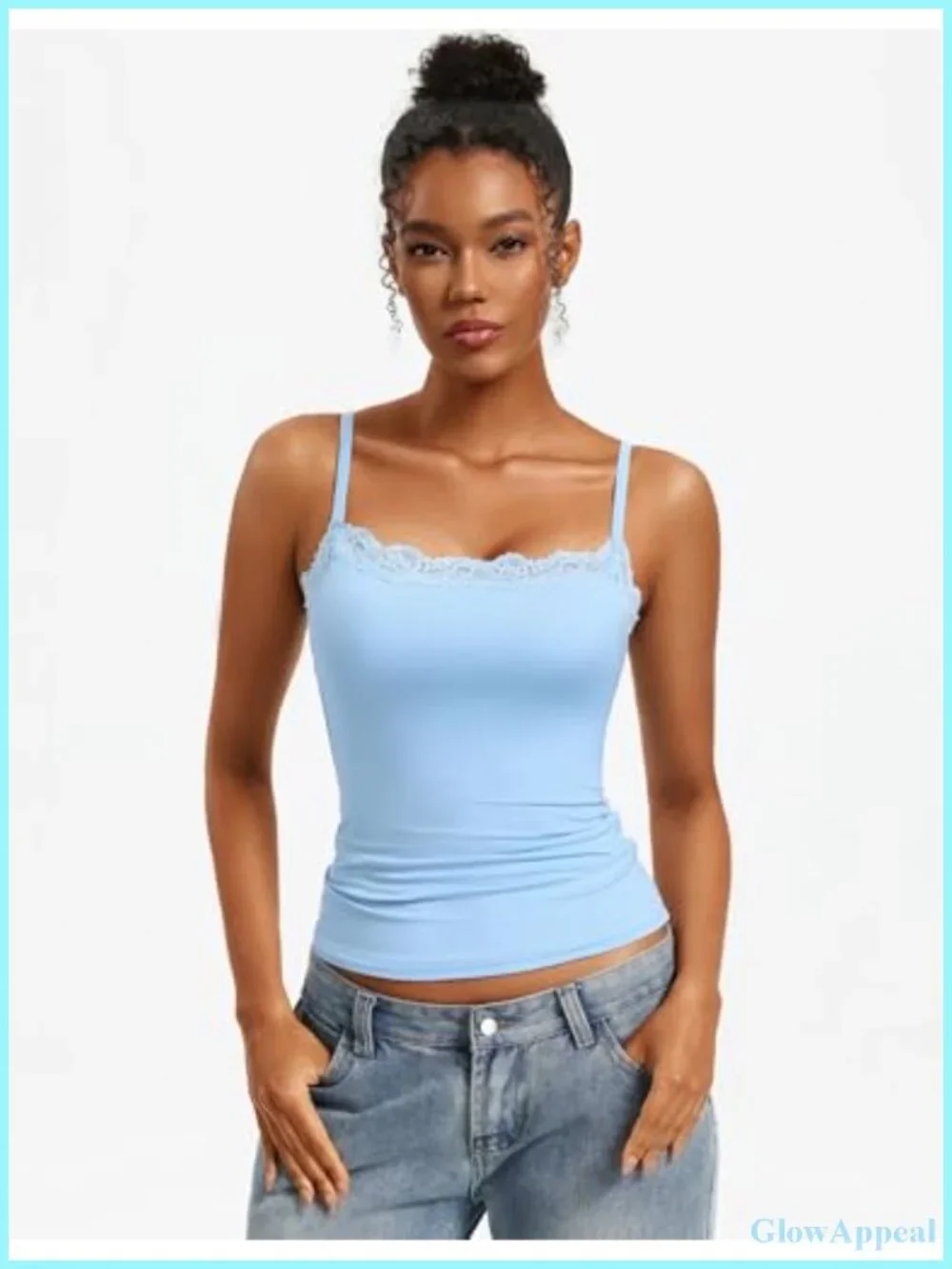 Lace Trim Square Neck Camisole Tank Top Going Out Slim Fit Summer Staple